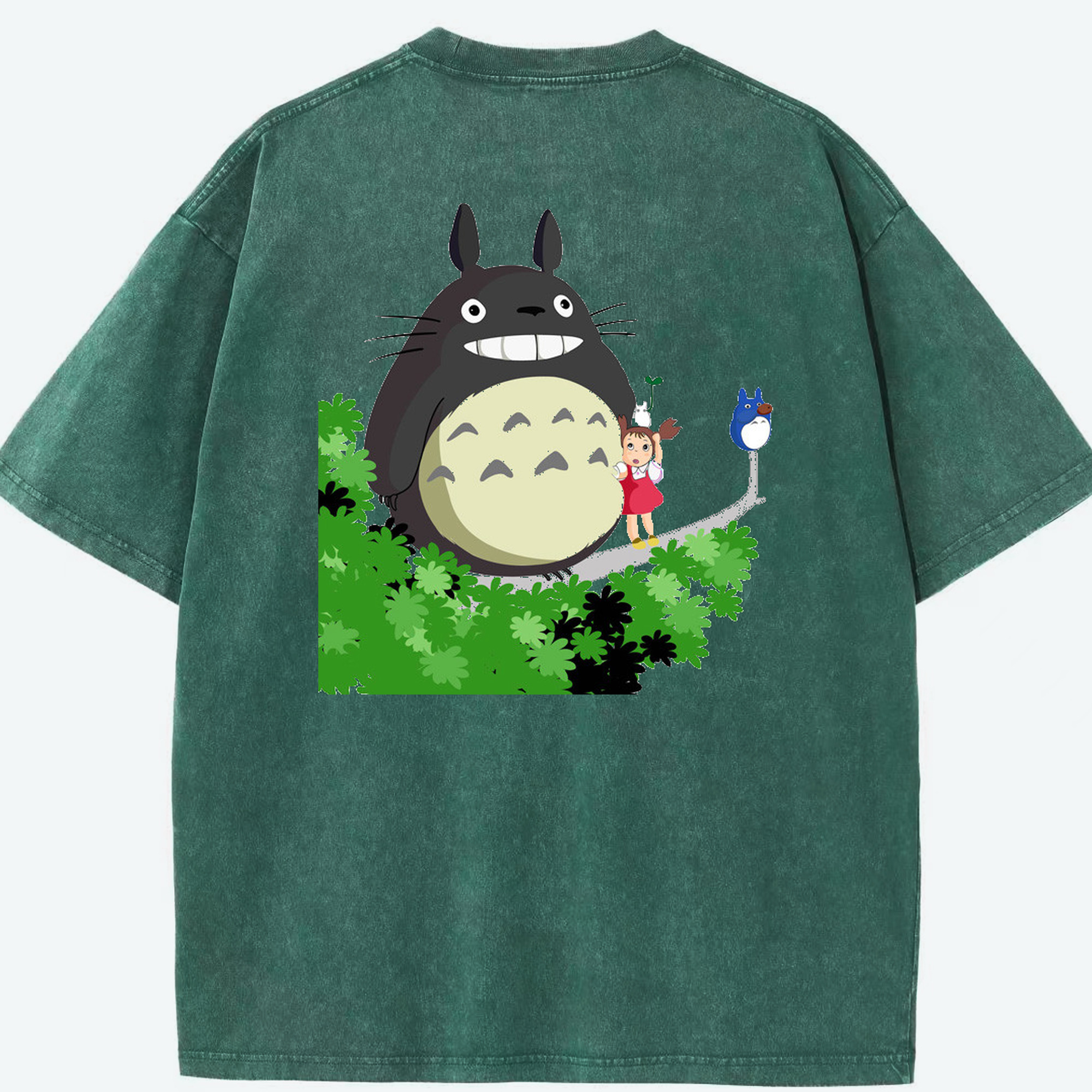 （画像用） となりのトトロ 草壁メイ 草壁サツキ My Neighbor Totoro Satsuki Kusakabe Mei Kusakabe 綿100% ヴィンテージ風 半袖Tシャツ（背面プリント）
